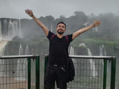 me in the Iguazy Falls in Brazil